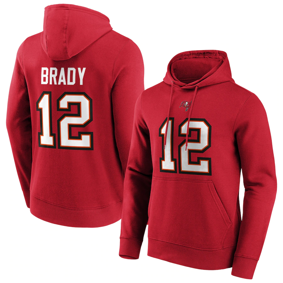 Men's Tampa Bay Buccaneers #12 Tom Brady Red Hoodie Men's Tampa Bay Buccaneers #12 Tom Brady Red Hoodie